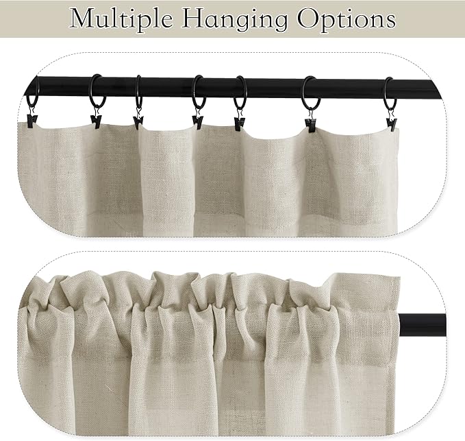 RYB HOME Sheer Valances Window Topper Curtains Linen Textured Sheer Curtains - Image 3