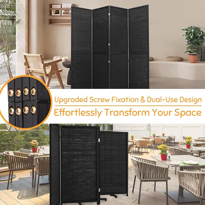 Bamboo Room Divider Folding Privacy Screens, Wall Divider - Image 7