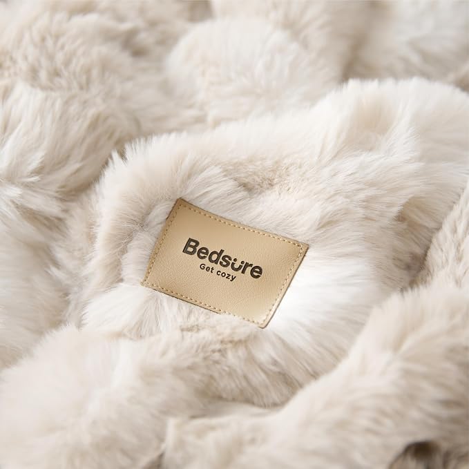 Bedsure GentleSoft Fluffy Fuzzy Tie-dye Taupe Throw Blanket - Image 8