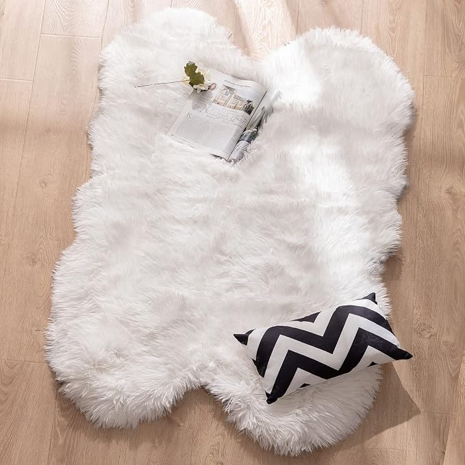 Carvapet Soft Fluffy Faux Sheepskin Fur Area Rug - Image 2