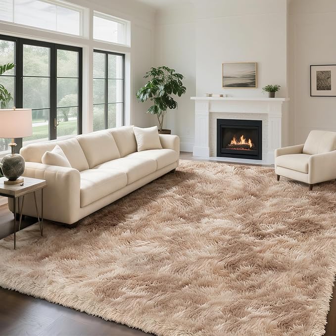 yongyangjuxin Fluffy Rug Shaggy Area Rug, Mottling Beige 10x14 Area Rugs by Yongyangjuxi