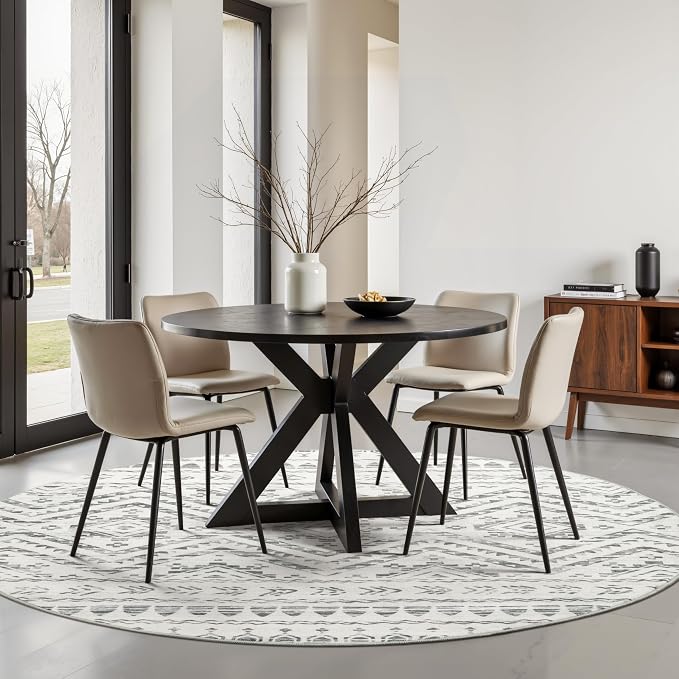Miukiki Round Rugs 6ft for Living Room Moroccan Washable Circle Rug Non Slip - Image 9