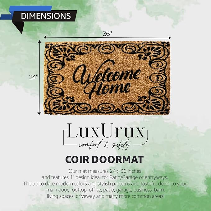 LuxUrux Welcome Mats Outdoor Coco Coir Doormat, - Image 2