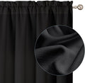 Chyhomenyc Black Curtains 72 Inch Length 2 Panels Set, Faux Linen Textured Semi by Chyhomenyc