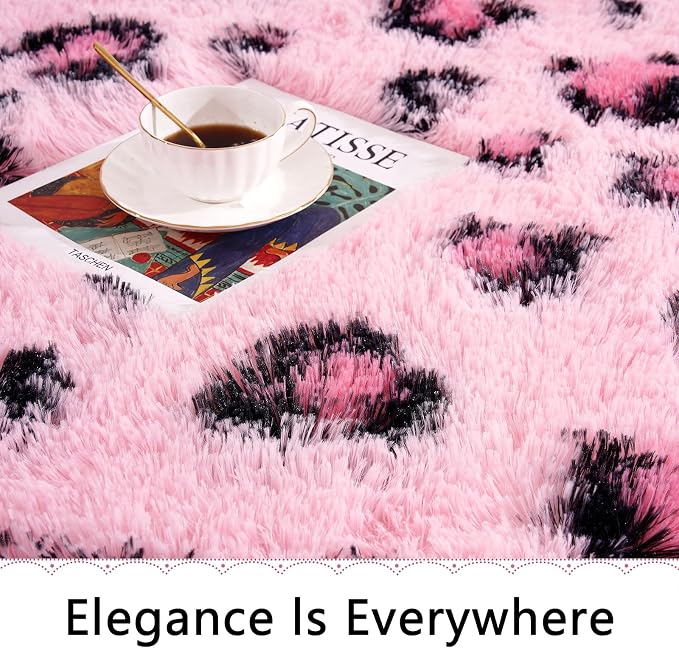 Amearea Fluffy Area Rug, Modern Shag Leopard Print Rugs Home Decor - Image 5