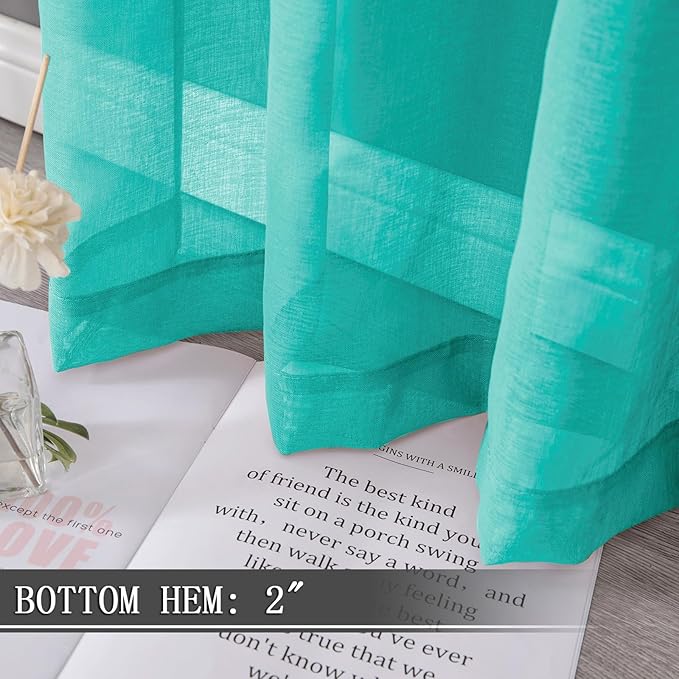 Tollpiz Sheer Curtains Bedroom Linen Textured Curtain Sheers Light Filtering - Image 4
