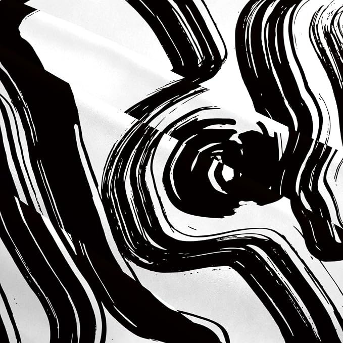 Abstract Black and White Brush Stroke Throw Pillow Covers 18x18 Set of 2 - Image 6
