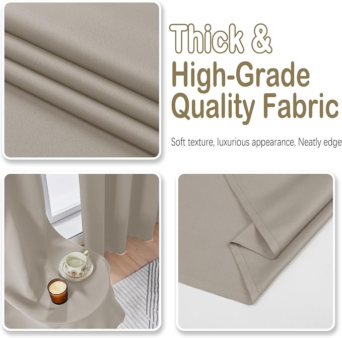 OVZME Stone Blackout Curtains 108 Inches Long 2 Panels, Solid Light Reducing - Image 8