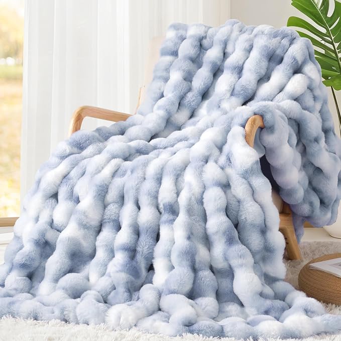 Touchat Luxury 1000GSM Rabbit Faux Fur Blanket, Super Heavy Warm Cozy Brown by TOUCHAT