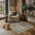 PureCozy Vintage Area Rug 3x5 Brown Entryway Office Washable Carpet Non Slip by PureCozy