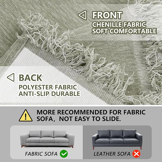 MEETSKY Sectional Couch Covers for Dog Chenille Sofa Cover, Washable Couch - Image 3
