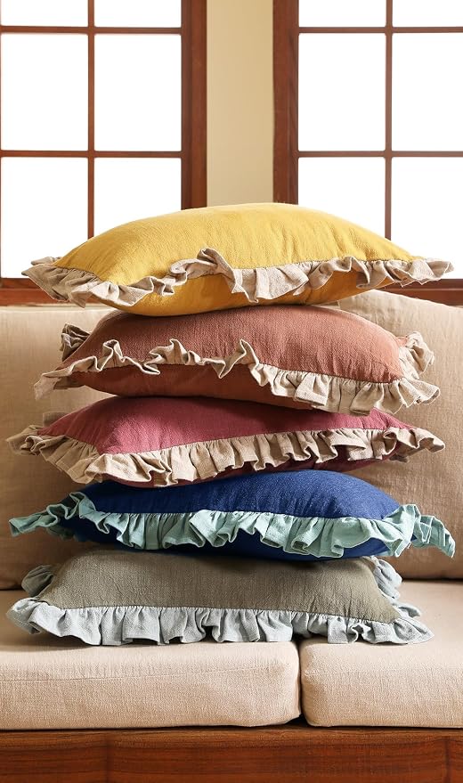 patdrea Shabby Chic Blue Decorative Throw Pillow Covers 12x20 Set of 2 - Image 7