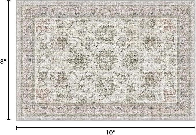 Phantoscope Washable Area Rug 8'x10' Non-Slip, Vintage Neutral Rugs - Image 2