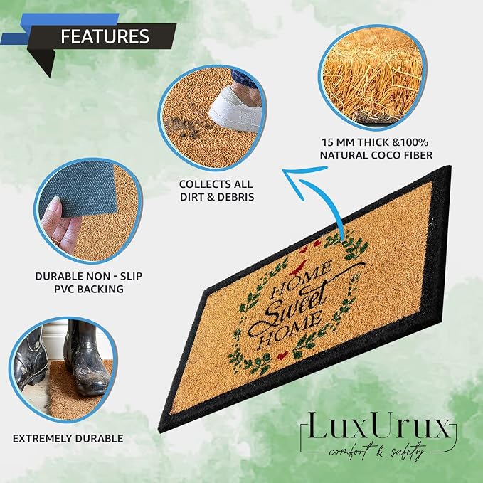 LuxUrux Welcome Mats Outdoor Coco Coir Doormat, - Image 6