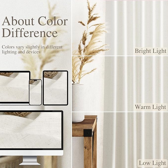 38 inch Wide Cream Linen Curtains - Image 4