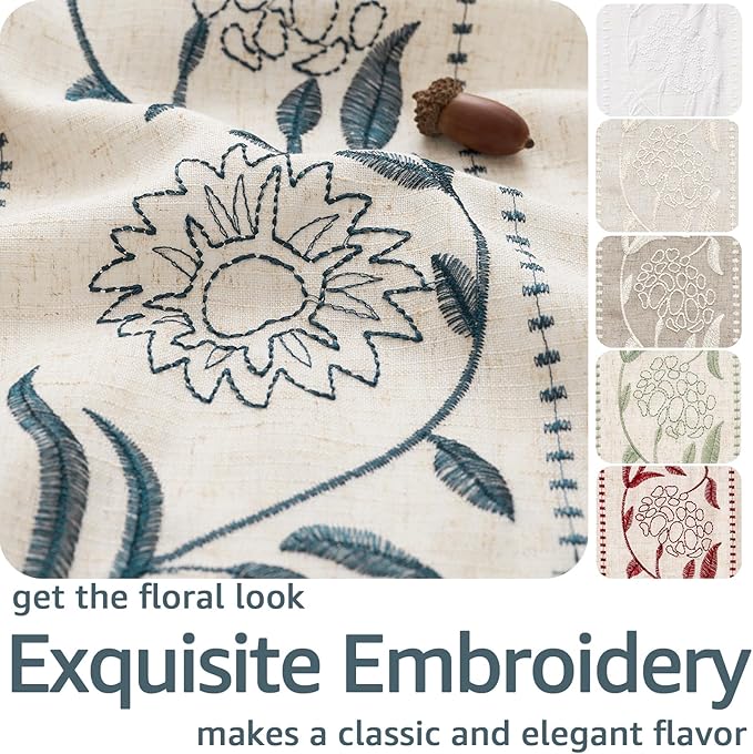 jinchan Winslow 4 Panel Curtains Set 84 Inch Length Embroidered Bordered Floral - Image 4