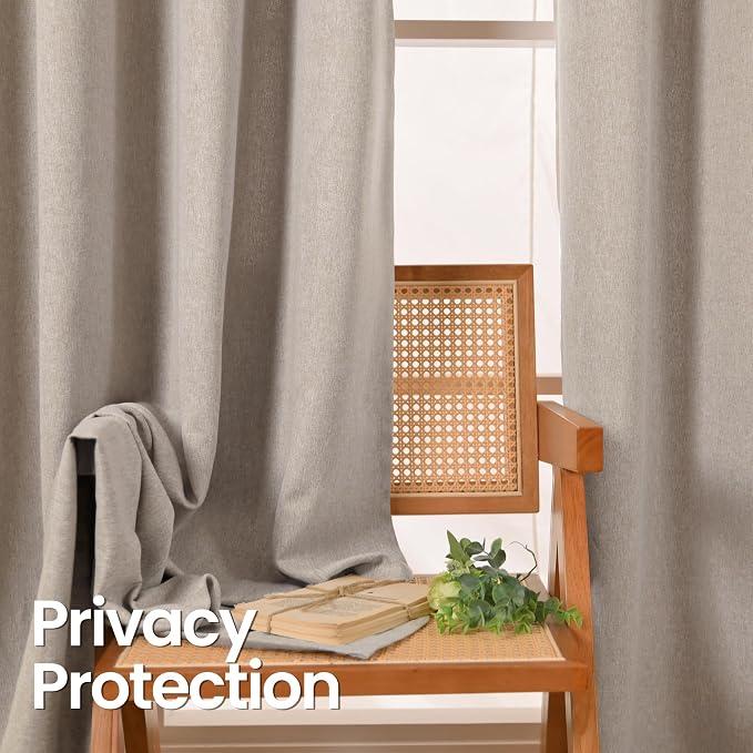BGment Taupe Linen Curtains for Living Room 90 Inch Length 2 Panels Set - Image 3