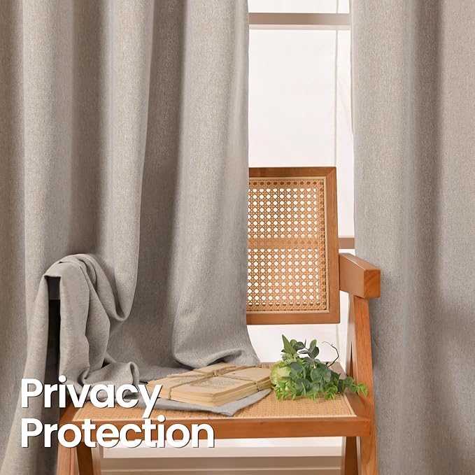 BGment Taupe Linen Curtains 63 Inch Length 2 Panels - Image 5