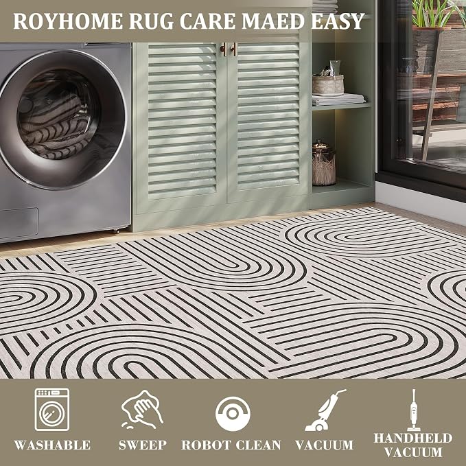 Washable Rug 2x3 Area Rugs for Entryway, Abstract Rug for Bedroom, Soft Rainbow - Image 5