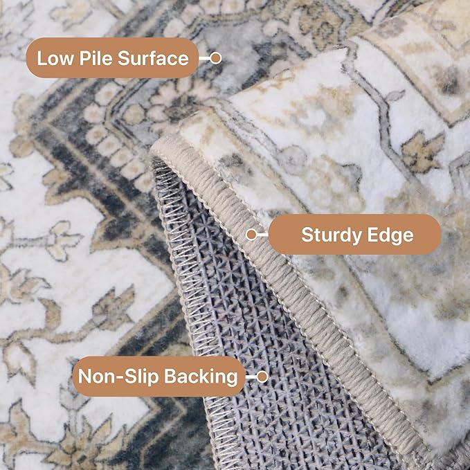 GENIMO 10x14 Area Rugs for Living Room, Machine Washable Non Slip Vintage Rugs - Image 5