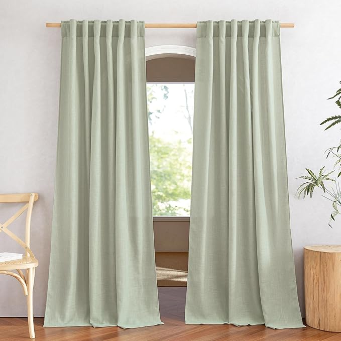 NICETOWN Sage Green Curtains for Living Room, Rod Pocket & Back Tab Natural by NICETOWN