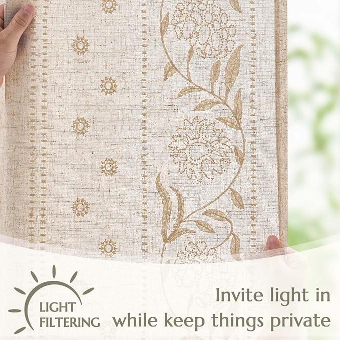jinchan Winslow Linen Curtains for Bedroom 84 Inches Length Embroidered - Image 5