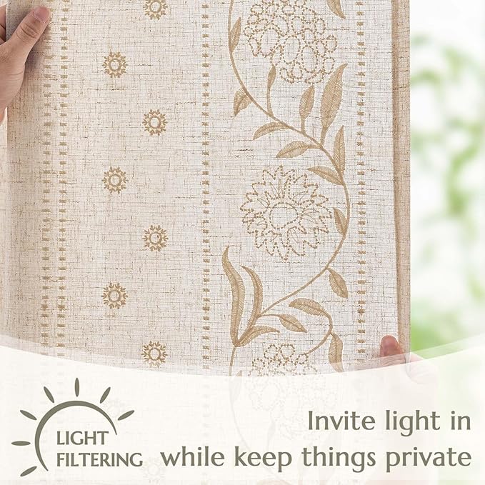 jinchan Winslow Linen Curtains for Bedroom 90 Inches Length Embroidered - Image 5
