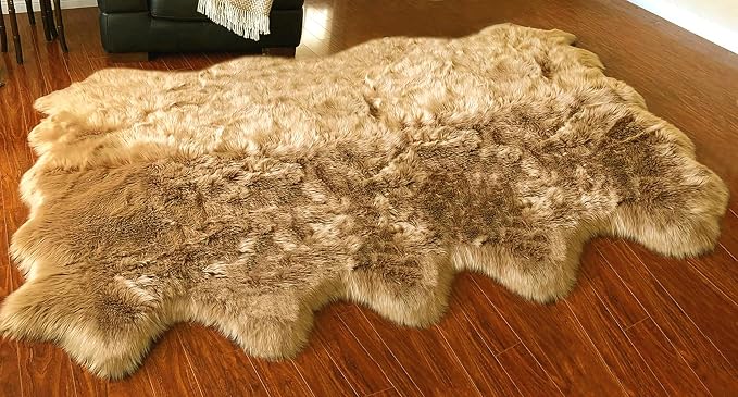 Free Shape Luxury Soft Fluffy Shag Area Rug Decto 10 Pelts 6'x10', 180x300cm by LAMBZYRUGS