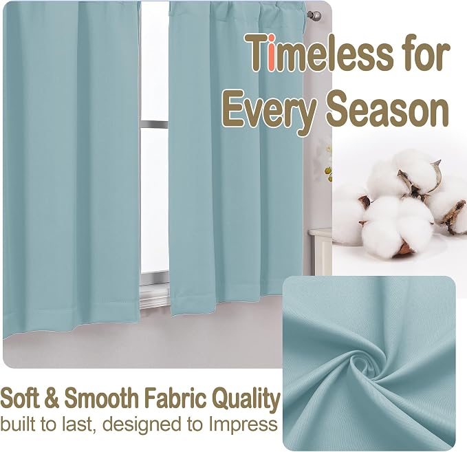 OVZME Aqua Blackout Curtains for Small Window Treatment, Light Blocking Short - Image 7