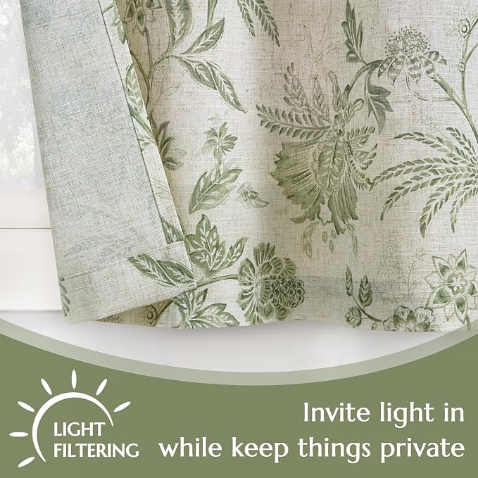 jinchan Linen Floral Tie up Shade Valance Curtains - Image 4