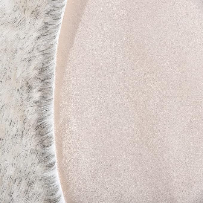 ORINOVA White and Grey Area Rugs 9x12 Living Room Large Washable Faux Fur Rugs - Image 7