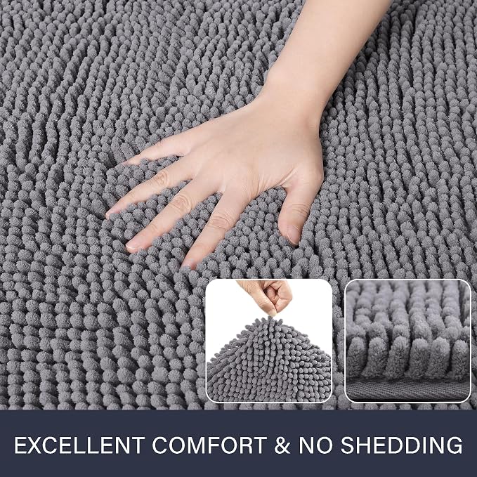 LOCHAS Luxury Bathroom Rug Shaggy Bath Mat 24 x 44 Inch, Washable Non Slip Bath - Image 4