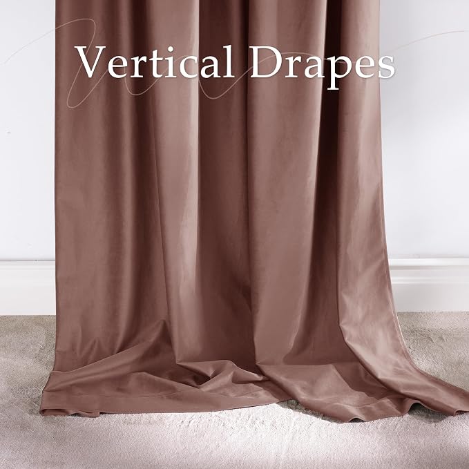 NICETOWN Dusty Rose Pink Soft Velvet Curtains 120 inch Long, Thermal Insulated - Image 6