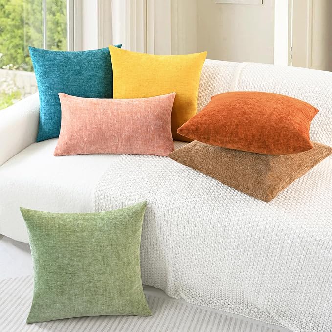 CaliTime Throw Pillow Covers Decorative 26 X 26 Inches Pack of 2 Cozy Chenille - Image 4