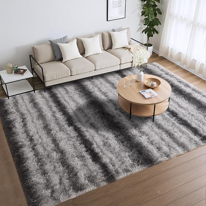 Meralax Grey Rugs for Living Room Bedroom, 5x8 Large Soft Fluffy Shaggy Gray - Image 3