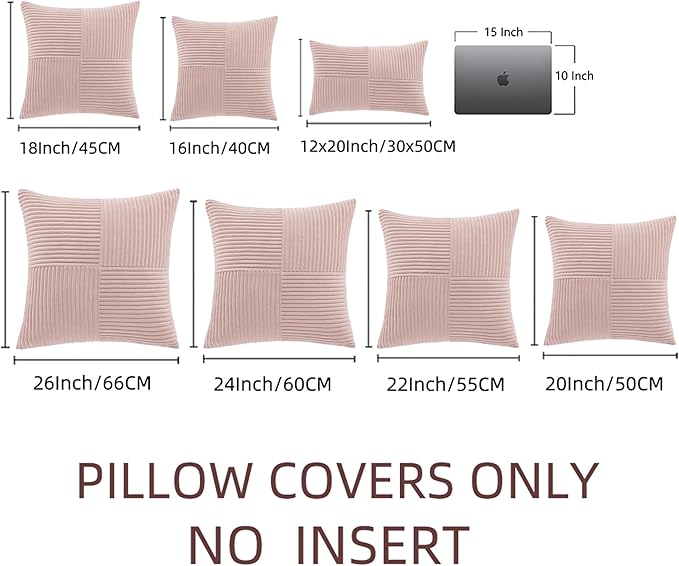Fancy Homi 2 Packs Blush Pink Decorative Throw Pillow Covers 18x18 Inch - Image 8