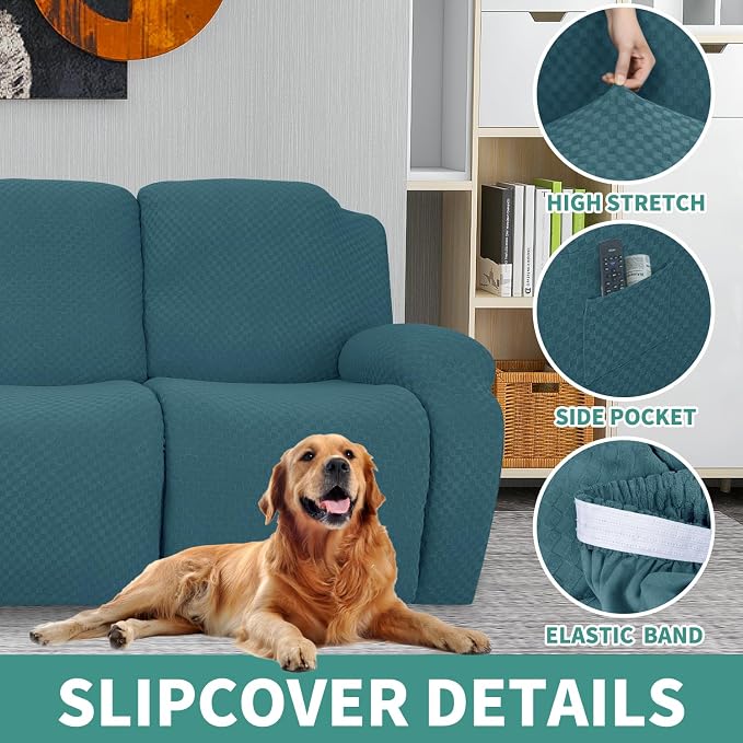 YEMYHOM 4 Pieces Stretch Recliner Slipcover Latest Jacquard Recliner Chair Cover - Image 4