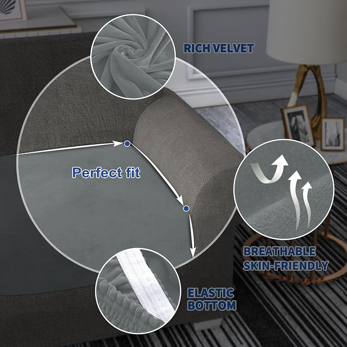 MAXIJIN Velvet Stretch Seat Cushion Covers Couch Cushion Cover - Image 5