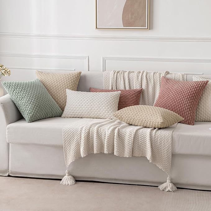 MIULEE Pack of 2 Decorative Throw Pillow Covers 16x16 Inch Soft Boho Striped - Image 5