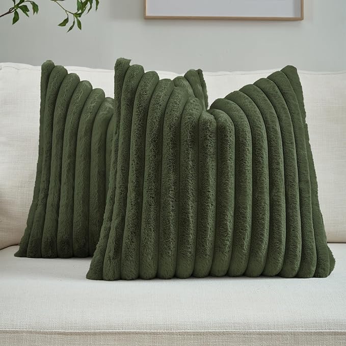 FUTEI Olive Green Decorative Throw Pillow Covers Set of 2, 22x22 Inch Soft by FUTEI