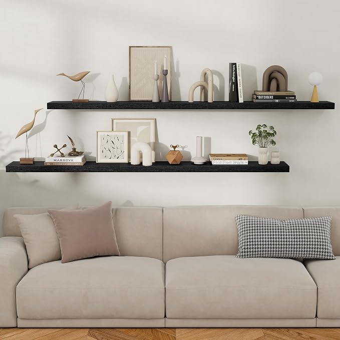 Fun Memories Floating Shelves for Wall, Rustic Wood Wall Mounted Shelves for - Image 2