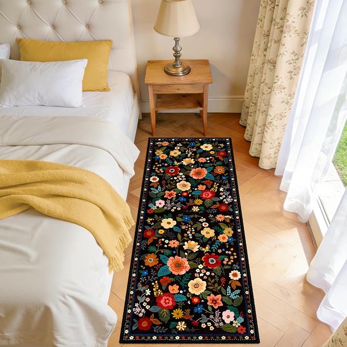 RELEANY Floral Nursery 2x5 Area Rugs Washable Print Boho Cute Carpet Non Slip - Image 8