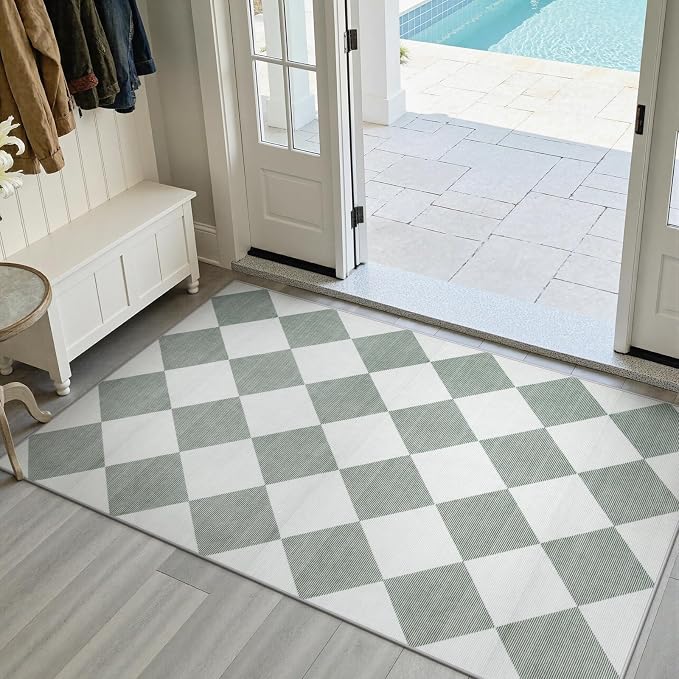 Beeiva Checkered Print 3x5 Washable Rug - Image 6