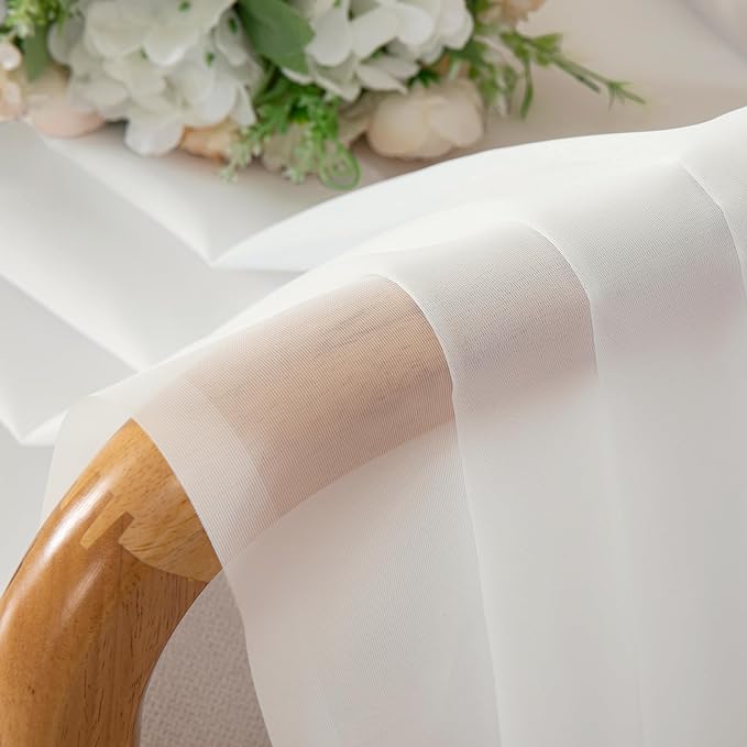 OWENIE Short Sheer Curtains 30 Inches 2 Panels Set, Kitchen Tiers Light - Image 8