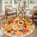 RELEANY Floral Nursery 6ft Area Rugs Washable Print Boho Cute Carpet Non Slip by RELEANY