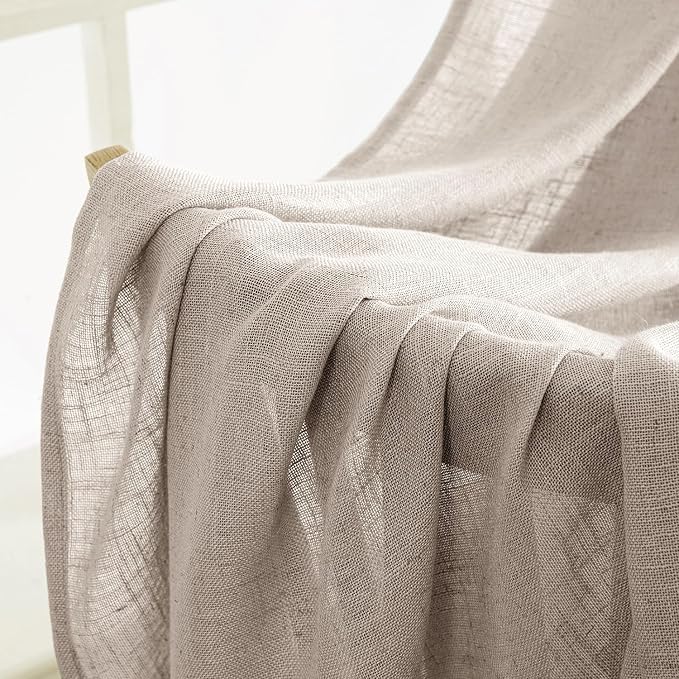 MIULEE Natural Linen Curtains 108 Inches Long 2 Panels - Image 6