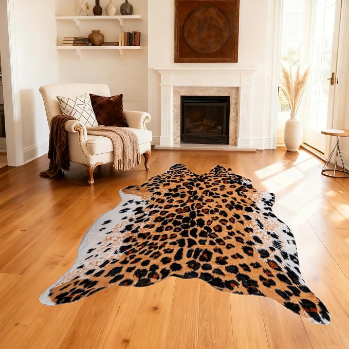 Huichenxing2021FURSTORE Leopard Print Rug, Cheetah Rug 5.3ft x 6.7ft Large Faux - Image 6