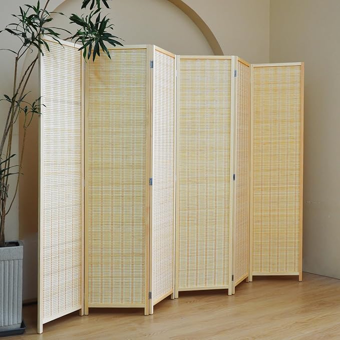 Furnnylane 6 Panel Bamboo Room Divider – 5.6 ft Tall Folding Privacy Screen - Image 3