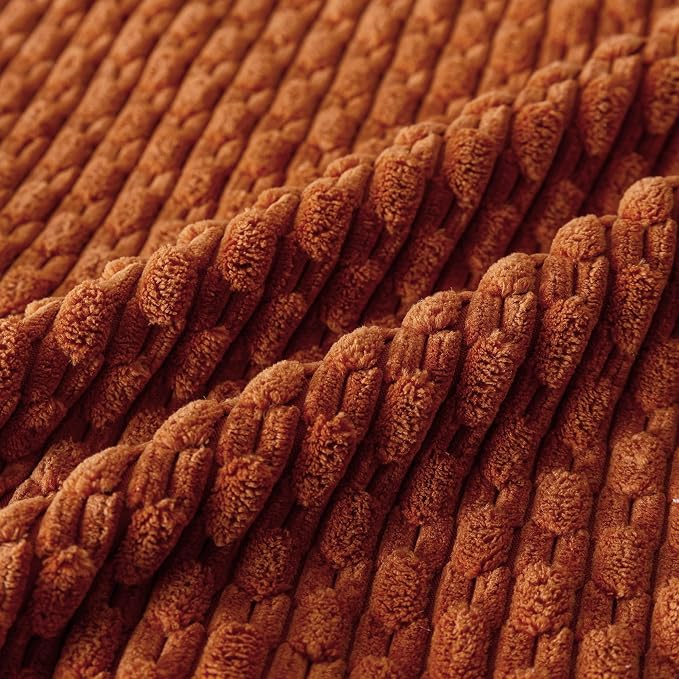 Set of 4 Burnt Orange Decorative Throw Pillow Covers 26x26 Inch Corduroy Pillow - Image 4