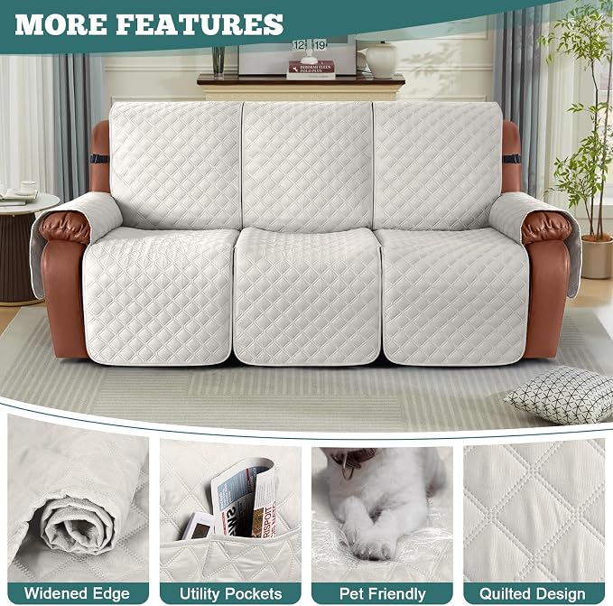 Ruaozz Waterproof Recliner Couch Covers, Sofa Slipcovers Washable 1-Piece - Image 5